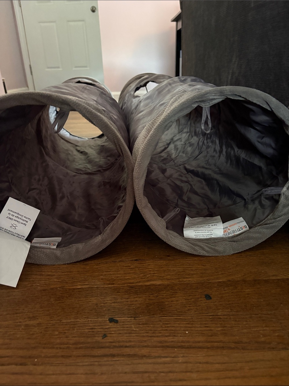 2 Gray Tunnel Cat Toys - Soft Play Tubes for Pets - Picture 12 of 13